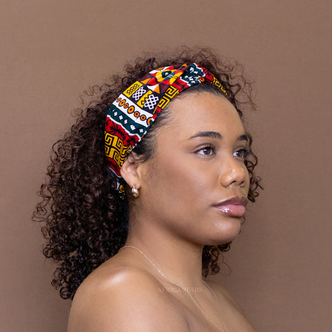 Bandeau imprimé africain - Adultes - Accessoires pour cheveux - Noir / Rouge kente