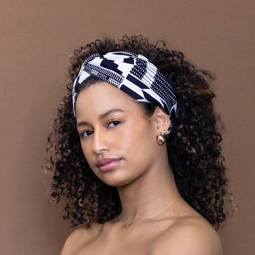 Bandeau imprimé africain - Adultes - Accessoires pour cheveux - Blanc Kente