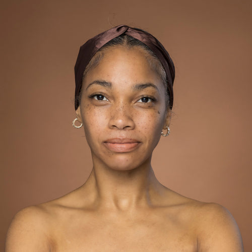 Marron Bandeau en Satin avec Twist - Accessoire Cheveux pour Adultes