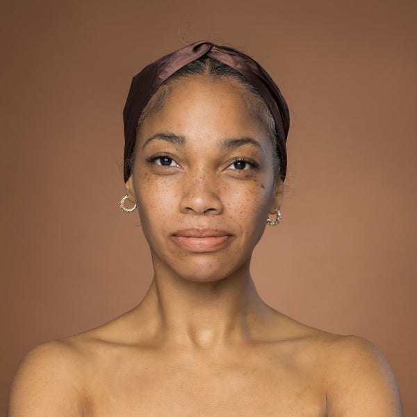 Marron Bandeau en Satin avec Twist - Accessoire Cheveux pour Adultes