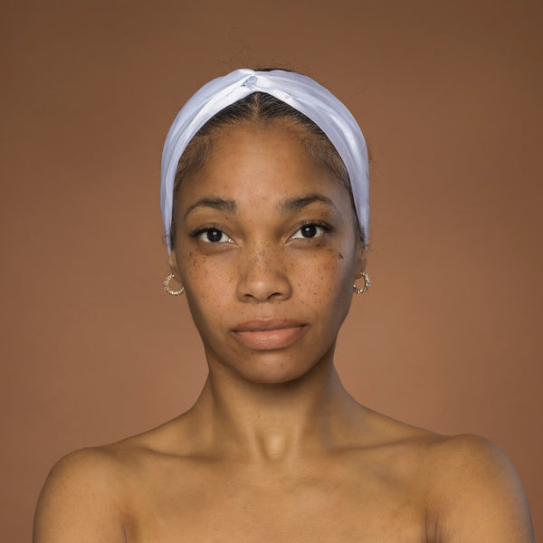 Blanc Bandeau en Satin avec Twist - Accessoire Cheveux pour Adultes