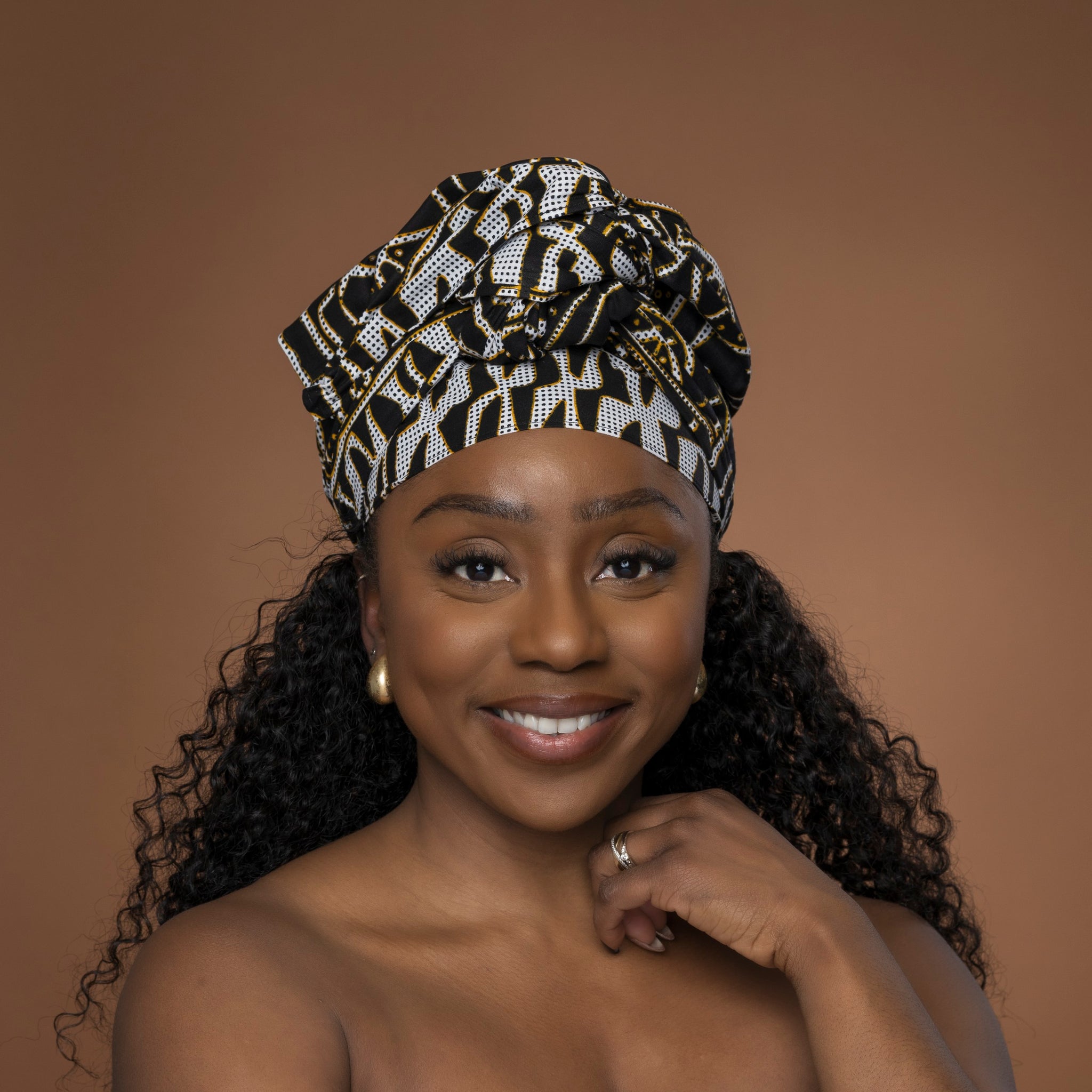 African headwrap - Black White Ndop Cameroon