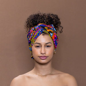 Foulard africain / Turban wax - Multicolore disks