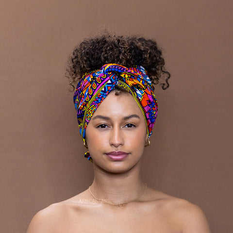 Foulard africain / Turban wax - Multicolore disks