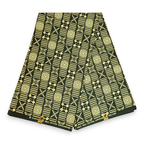 Foulard africain / Turban wax - Vert Bogolan Grid