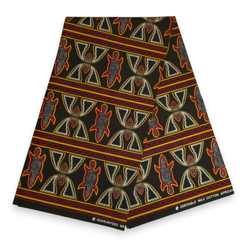 Foulard africain / Turban wax - Noir Rouge Toghu Cameroon