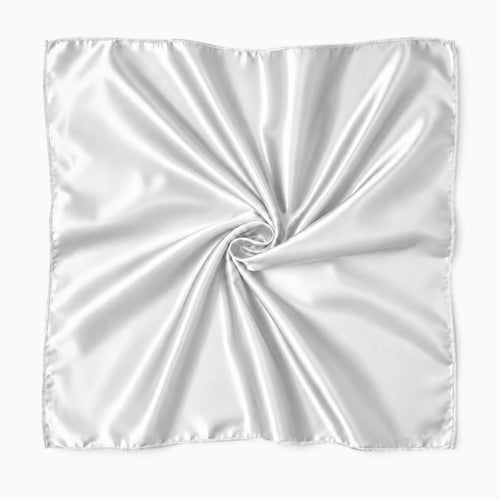 Foulard Carré en Satin Blanc / Bandana / Foulard de Tête - 90 x 90 cm
