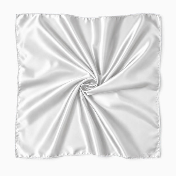Foulard Carré en Satin Blanc / Bandana / Foulard de Tête - 90 x 90 cm