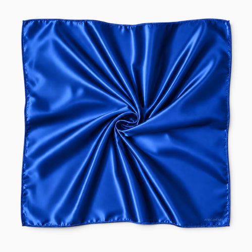 Foulard Carré en Satin Bleu / Bandana / Foulard de Tête - 90 x 90 cm
