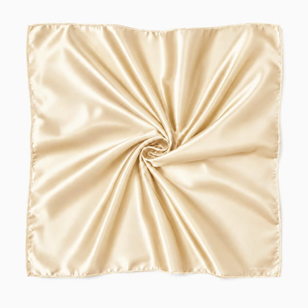 Foulard Carré en Satin Beige Ivory / Bandana / Foulard de Tête - 90 x 90 cm