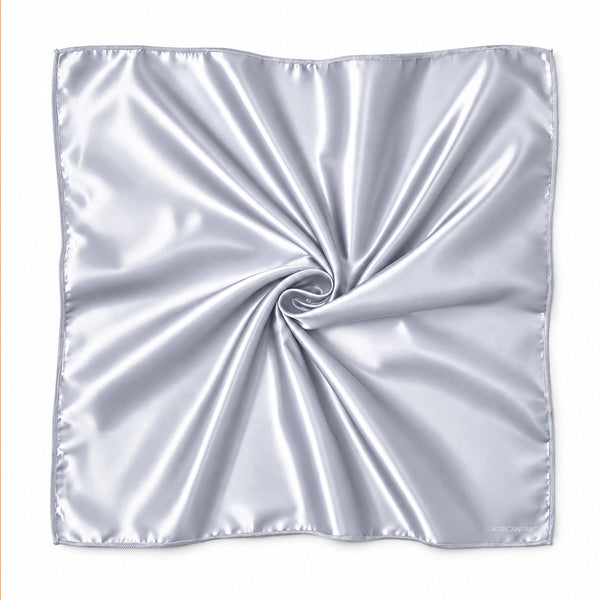 Foulard Carré en Satin Argent / Bandana / Foulard de Tête - 90 x 90 cm
