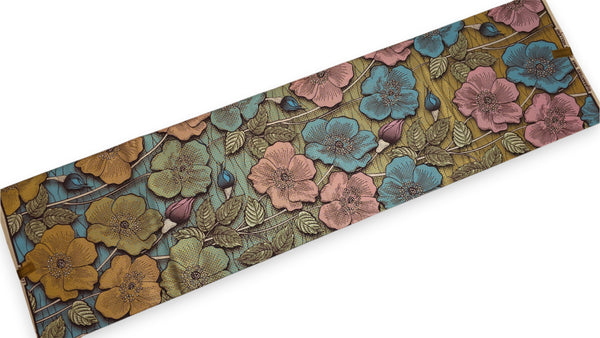 Tissu africain / tissu wax - Bleu Or Vintage Garden Bloom - Effet spécial Brillant Platinum Edition