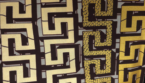 Tissu africain / tissu wax - Or Marron Royal Maze - Effet spécial Brillant Platinum Edition