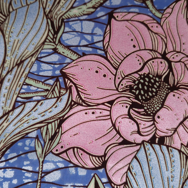 Tissu africain / tissu wax - Rose Flowers - Effet spécial Brillant Platinum Edition