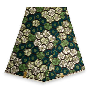 Tissu africain / tissu wax - Vert Hexagon