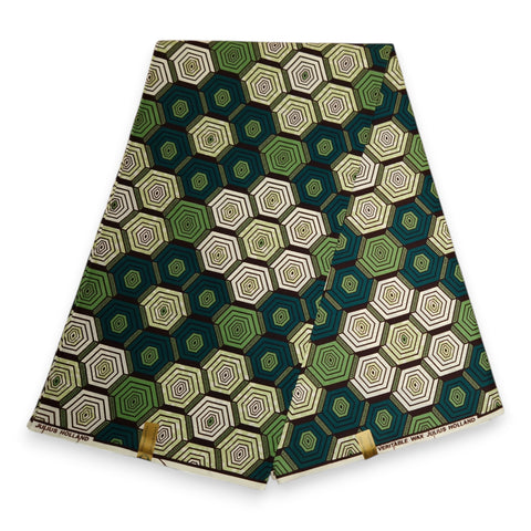 Tissu africain / tissu wax - Vert Hexagon
