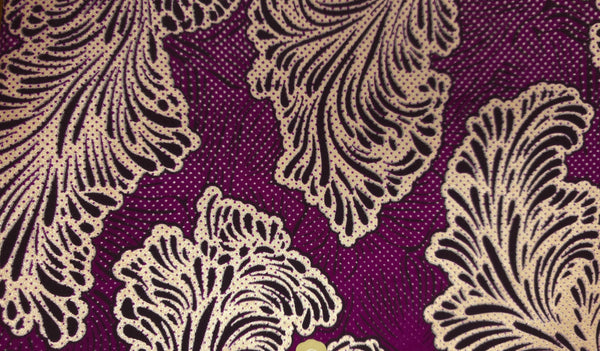 Tissu africain / tissu wax - Violet Or Floral Whisper - Effet spécial Brillant Platinum Edition