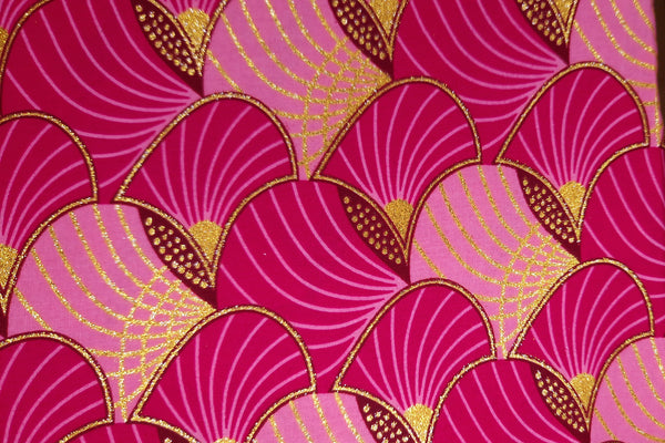 Tissu imprimé africain - Effets pailletés exclusifs 100% coton - KT-3093 Or Rose