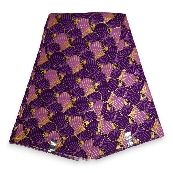 Tissu imprimé africain - Effets pailletés exclusifs 100% coton - KT-3100 Or Violet