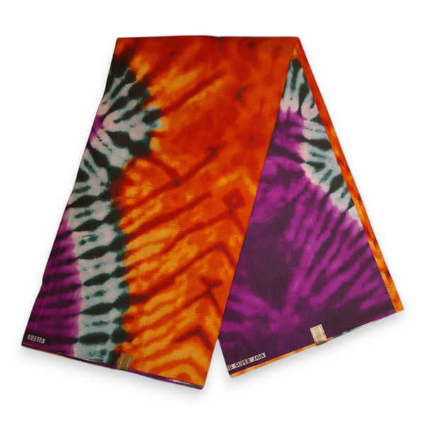 Tissu africain / tissu wax - Orange Violet Tie Dye - Polycoton