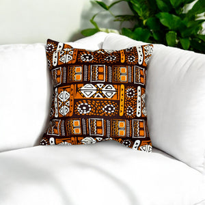 Housse d'oreiller africaine | Motifs marrons Bogolan - Oreiller décoratif 45x45cm - 100% coton