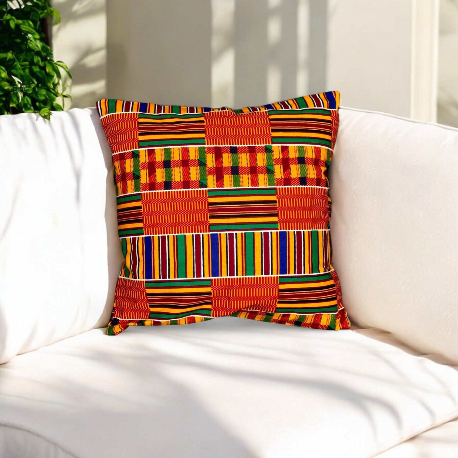 Housse d'oreiller africaine | Kente orange - Oreiller décoratif 45x45cm - 100% coton