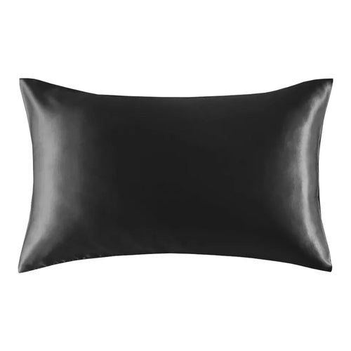 2 PIÈCES - Taie d'oreiller en satin Noir clair 60 x 70 cm taille standard - Taie d'oreiller en satin soyeux