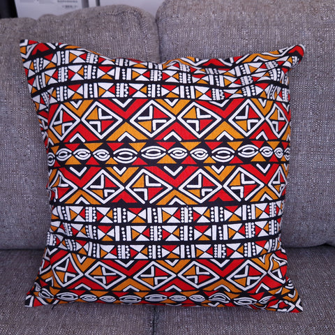 Housse d'oreiller africaine | Rouge / Orange - Oreiller décoratif 45x45cm - 100% coton