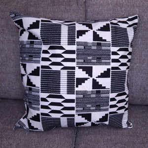 Housse d'oreiller africaine | Kente blanc / noir  - Oreiller décoratif 45x45cm - 100% coton