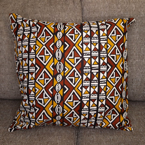 Housse d'oreiller africaine |Moutarde / Blanc - Oreiller décoratif 45x45cm - 100% coton