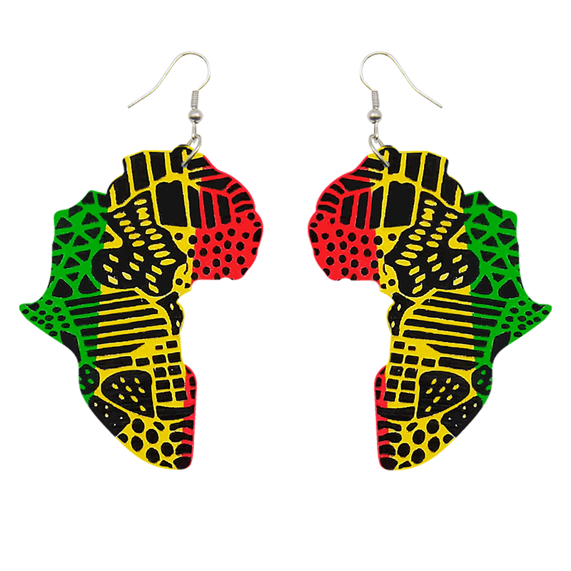 Boucles d'oreilles africaines | African continent in the Pan-African colors