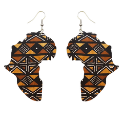 Boucles d'oreilles continent africain Marron Mud