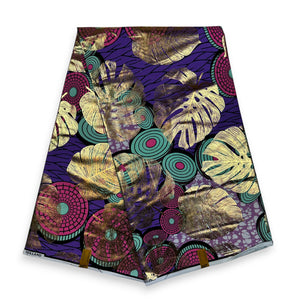 Tissu africain / tissu wax - Effets dorés - Violet Disks