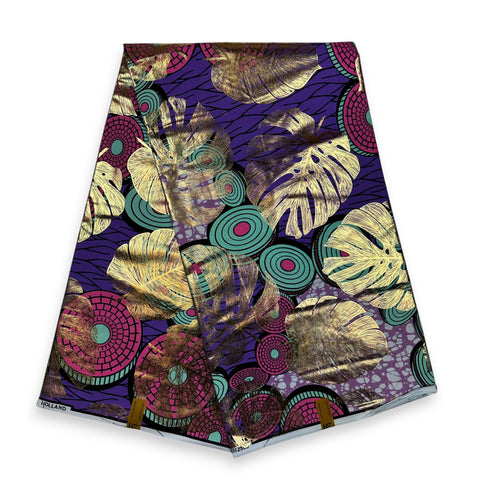 Tissu africain / tissu wax - Effets dorés - Violet Disks