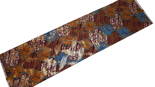 Tissu africain / tissu wax - Marron Or Autumn Leaf - Effet spécial Brillant Platinum Edition
