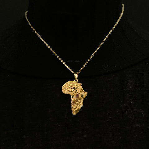 Collier / pendentif - continent africain Grand avec le symbole - Or