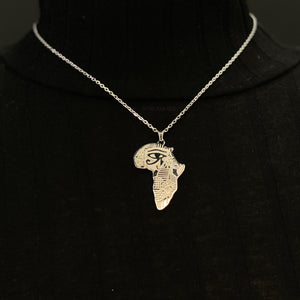Collier / pendentif - continent africain Grand avec le symbole - Argent