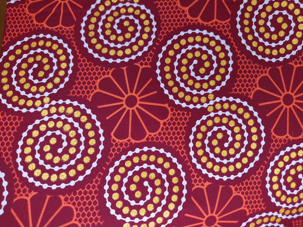 Tissu imprimé africain - Effets pailletés exclusifs 100% coton - OT-3009 Or Rougeâtre