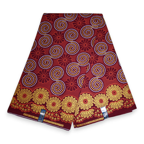 Tissu africain / tissu wax Bogolan / Mud cloth - Rouge / Jaune OT-3009 (Mali traditionnelle)