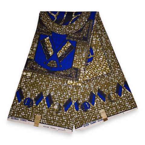 Tissu africain / tissu wax - Bleu Flags - Polycoton