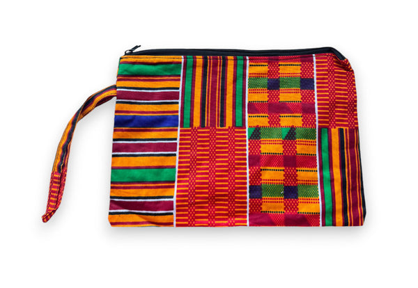 Pochettes / étuis à maquillage en imprimé africain / Trousse à crayons - Kente orange 2