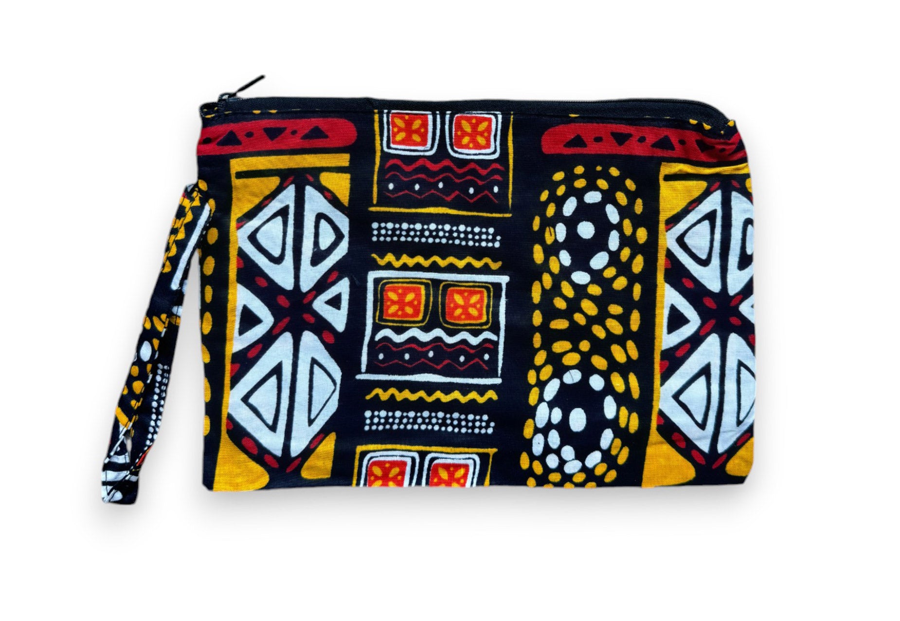 Pochettes / étuis à maquillage en imprimé africain / Trousse à crayons - Rouge Jaune Bogolan