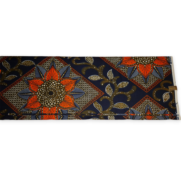 Tissu africain / tissu wax - Orange Flower - Polycoton