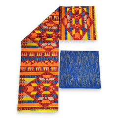 Tissu africain / tissu wax - Imprimé bicolore Polycoton - Combinaison de 6 yards (4+2 yards) PO-5028