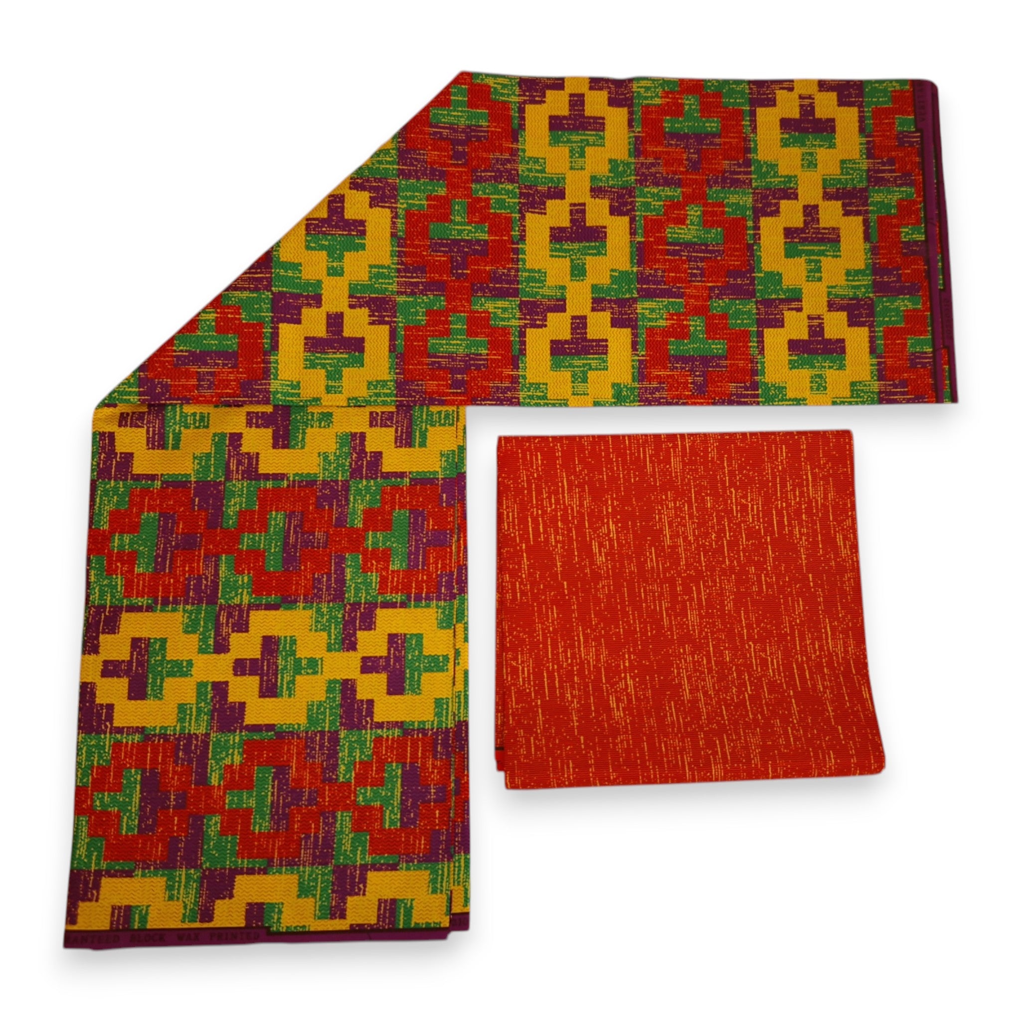 Tissu africain / tissu wax - Imprimé bicolore Polycoton - Combinaison de 6 yards (4+2 yards) PO-5045