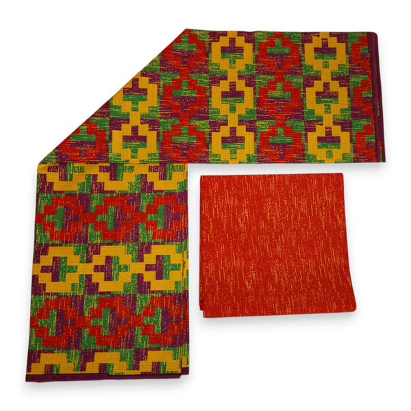 Tissu africain / tissu wax - Imprimé bicolore Polycoton - Combinaison de 6 yards (4+2 yards) PO-5045