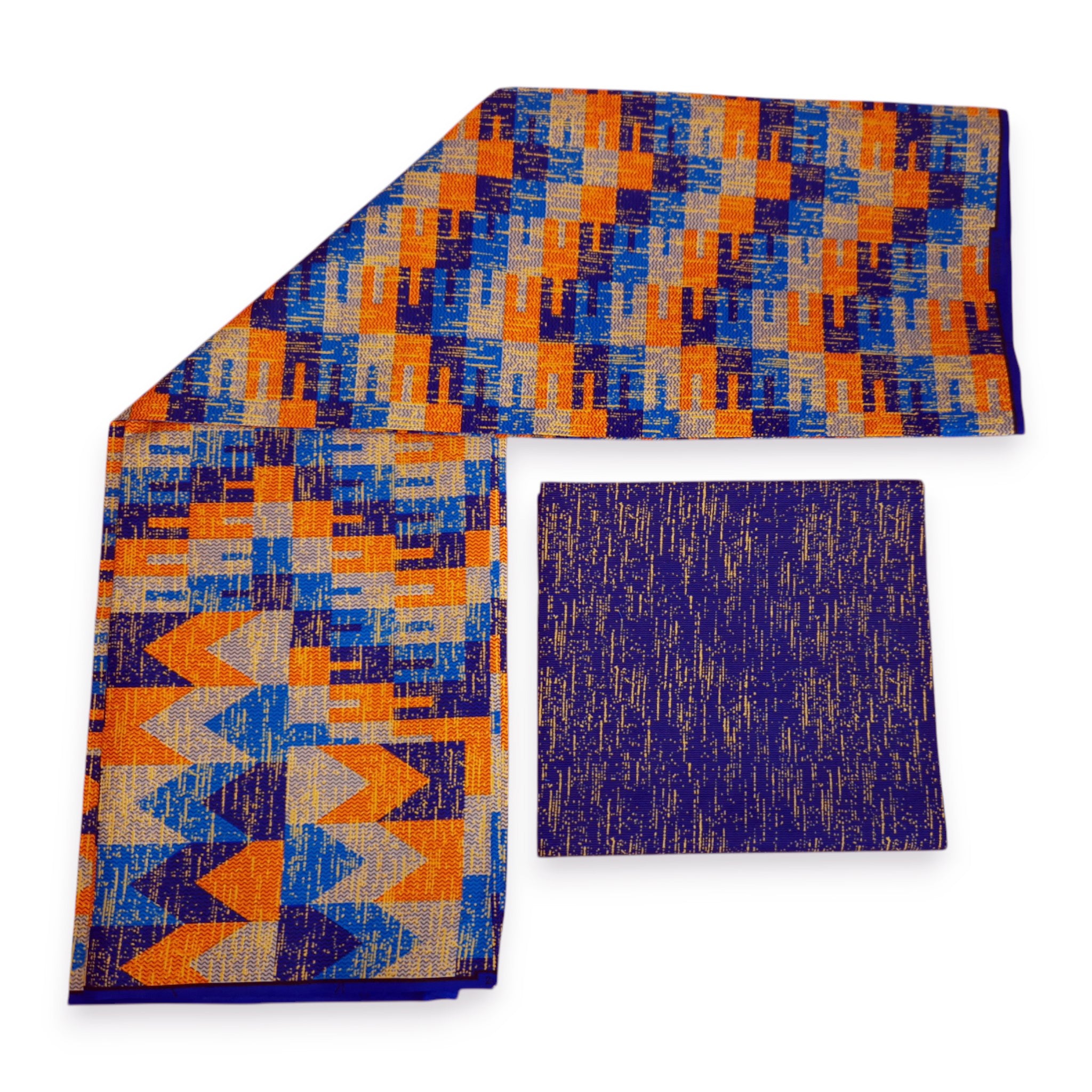 Tissu africain / tissu wax - Imprimé bicolore Polycoton - Combinaison de 6 yards (4+2 yards) PO-5046