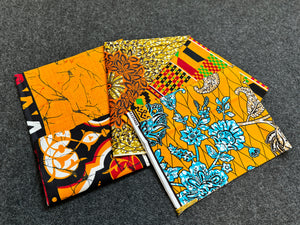 4 Fat quarters - Orange Tissus Patchwork - Coupons Tissus imprimé africain