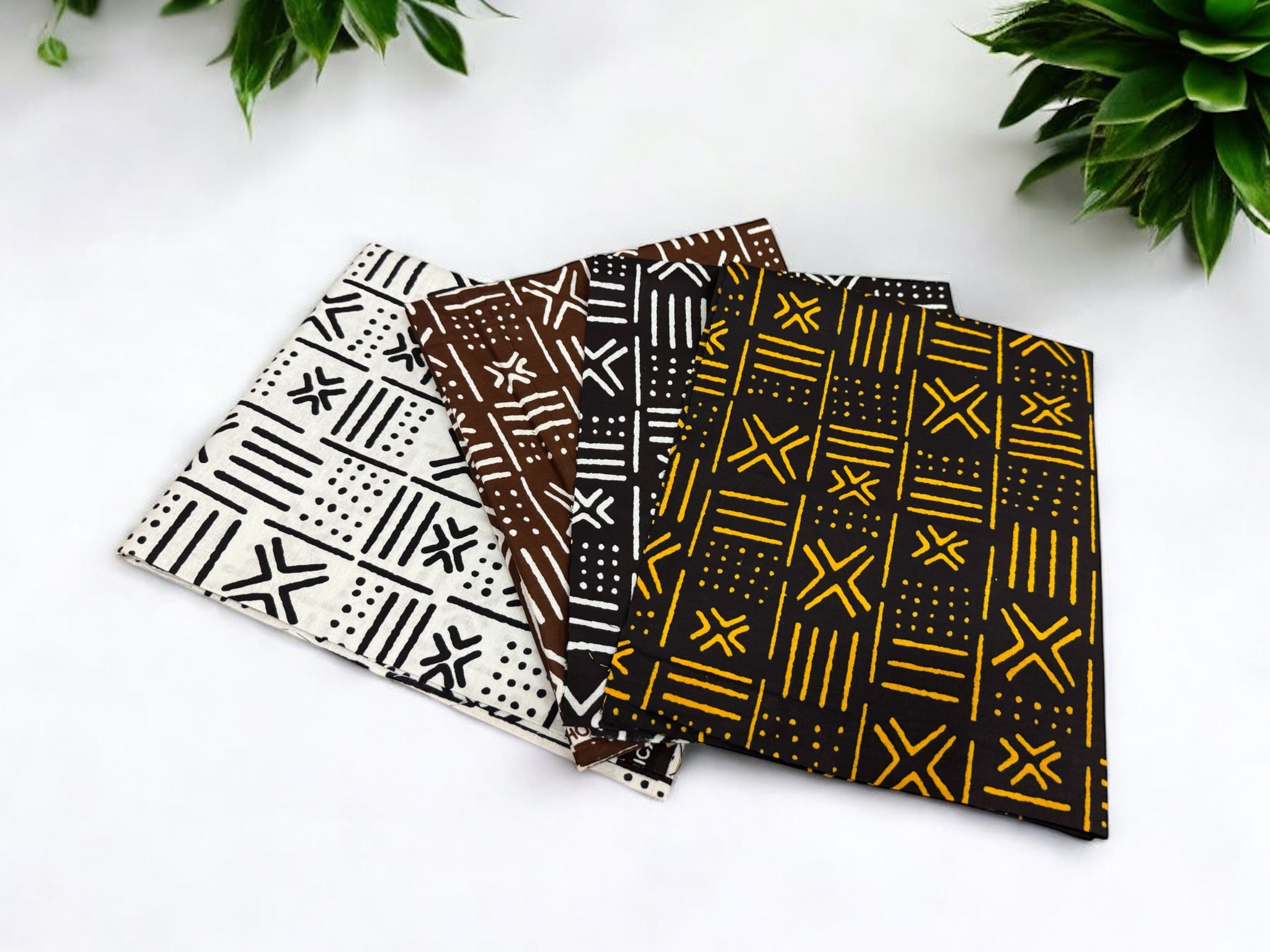 4 Fat quarters - Bogolan Tissus Patchwork - Coupons Tissus imprimé africain