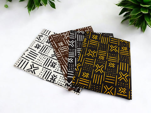 4 Fat quarters - Bogolan Tissus Patchwork - Coupons Tissus imprimé africain